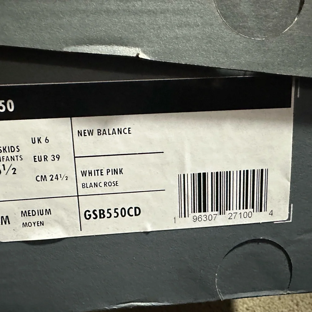 ✅New Balance 550 White Pink GSB550CD GS Size 6.5 Unisex Kids Women New Vintage - Picture 4 of 8